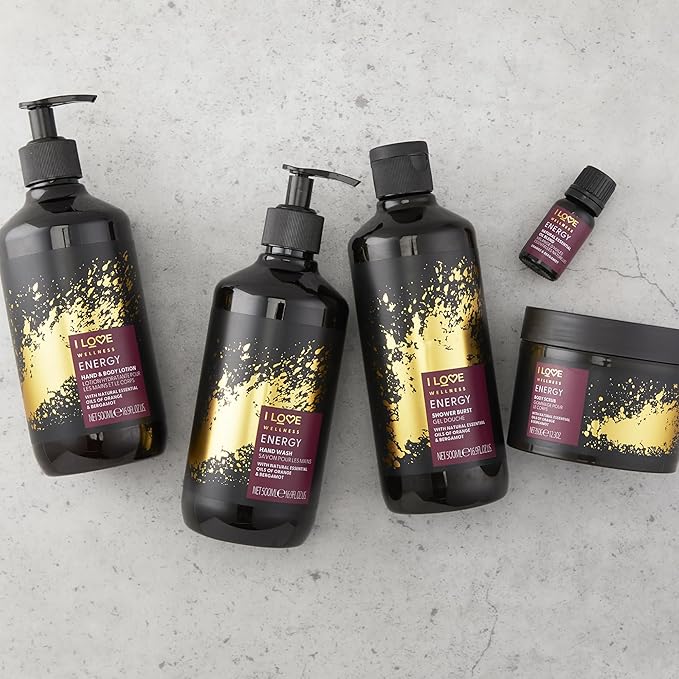 I Love Wellness Energy Hand and Body Lotion - Moisturizing Lotion for Dry Skin - Vitamin E Lotion - Orange and Bergamot Scent - 16.9 oz