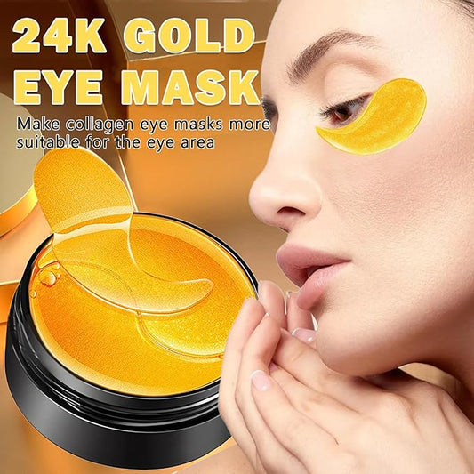 DAMUSI Gold Under Eye Patches for Puffy Eyes and Dark Circles,Moisturise 24k Gold Eye Mask for Dark Circles,Smooth Wrinkles Collagen Eye Patches,Reduce Eye Lines Eye Care(30 Pairs)
