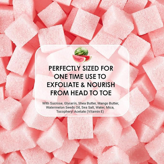 Body Scrub Exfoliator - 12oz WATERMELON Sugar scrub cubes w/Mango Butter & Shea butter- Ultra Hydrating & Moisturizing - All Natural & Organic for all body exfoliation- For hands, arms legs, elbow