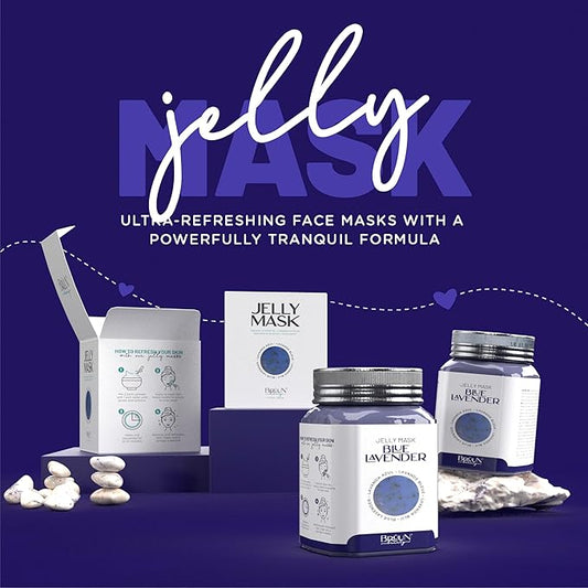 BRÜUN Jelly Mask Jar Blue Lavender Peel-Off Face Care Rubber Mask | 23 fl oz Skin Care Moisturizing Gel Mask Jar Spa Set