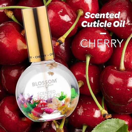Blossom Hydrating, Moisturizing, Strengthening, Scented Cuticle Oil, Infused with Real Flowers, Made in USA, 1.84 fl. oz, 2 Pack Bundle, Cherry + Honeysuckle