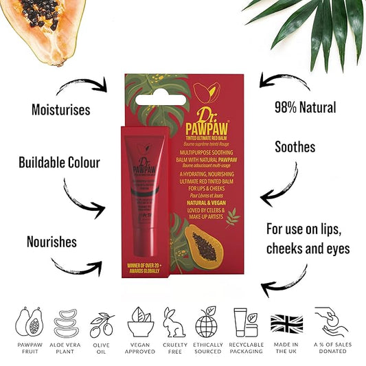 Ultimate Red Multipurpose Tinted Set - Lip Moisturizer with Buildable Color - Natural Tinted Lip Balm - Safe for Sensitive Skin - 2 pc