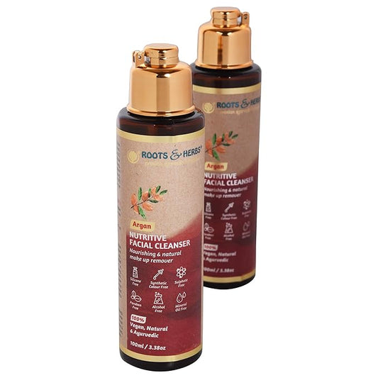 ROOTS AND HERBS Ayurvedic 100% Vegan Nutritive Argan Facial Cleanser for Men and Women