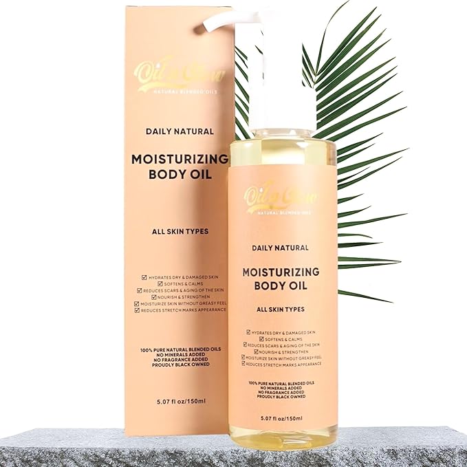 100% Pure Natural Hydrating Body Oil After Shower With Vitamin E, Coconut, Jojoba, Olive, Almond - Moisturizing Oil For Dry Skin, Non-Greasy Body Oils For Women & Men - Unscented 5.07 fl oz