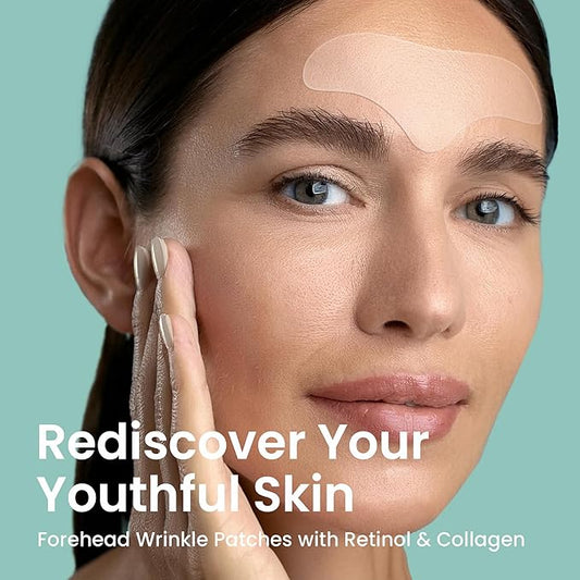 Advanced Wrinkle Patches 60ct Smile Line, Frown Line Wrinkle Patches for Facial Korean Skin Care Face Wrinkle Tape Invisible Overnight with Retinol & Collagen (Large (Forehead))