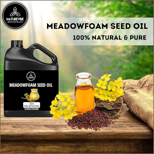 Naturevibe Botanicals Meadowfoam Oil 32 Ounces | 100% Pure and Natural | Great for Skin Care and Hair Care