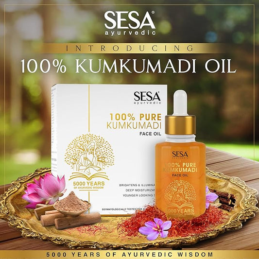 Kumkumadi Face Oil for Radiant& Glowing Skin Made with 100% Pure Kumkumadi Tailam Repairs Dull & Damaged Skin Provides Deep Moisturization Suitable for all Skin Types, 30ml or 1 Oz