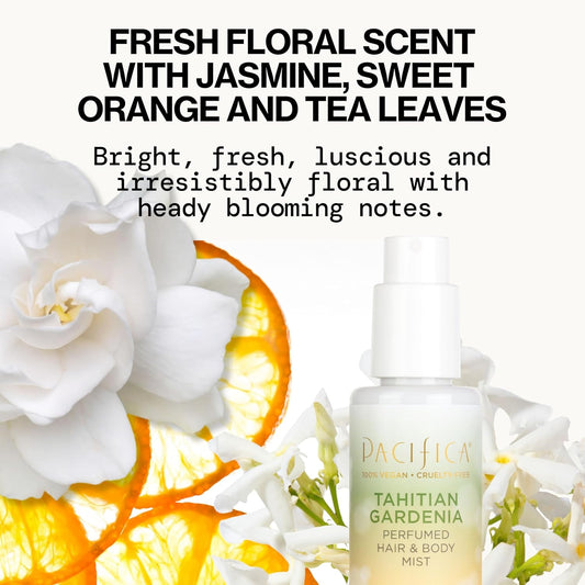 Pacifica Beauty, Tahitian Gardenia Hair Perfume & Body Spray, Citrus Gardenia and Jasmine Notes, Clean Perfume & Fragrance, Vegan & Cruelty Free, Phthalate-Free, Paraben-Free
