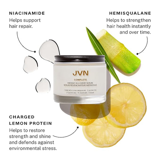 JVN Complete Instant Recovery Leave-In Anti Frizz Serum, Repairs Hair & Protects Against Heat Damage, Smoothing Serum for All Hair Types, Travel Size, 0.84 Fluid Ounces