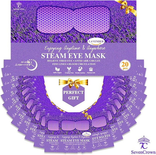 Sleep Mask for Travel Essentials,Steam Eye Mask,Warm Compress for Eyes, Heated Eye Mask Reduce Puffiness & Dark Circles & Soothe Tired Eyes, Self Care SPA Relaxation Gifts for Women 20 Packs,Lavender