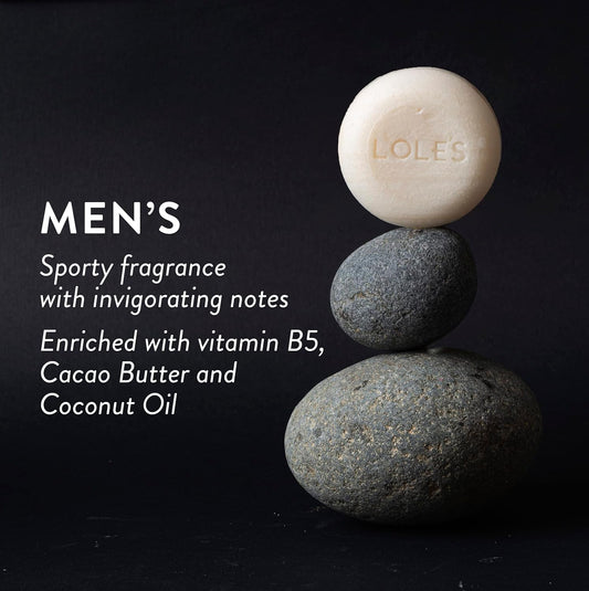 LOLE'S Shampoo Bar and Conditioner, 2in1 Men's Care for Cleaning Hair, Body and Beard, Coconut Scent, 99% Natural Origin, Sustainably Sourced, 3.5Oz