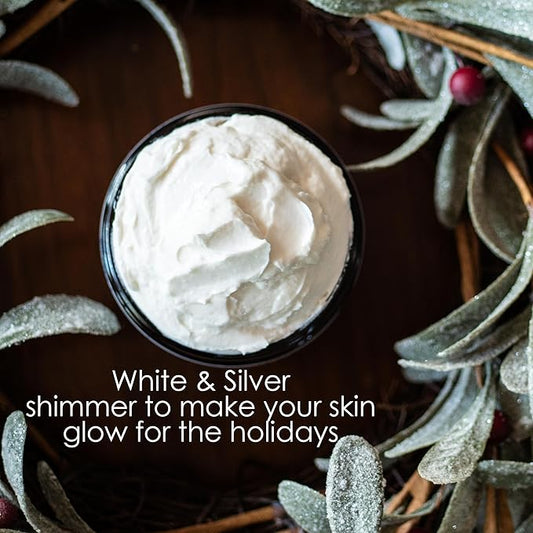 Shimmer Body Lotion with a Frosty Christmas Scent | Christmas Lotion Limited Edition with Organic Shea Butter | Body Butter for Women with Body Glitter | Christmas Skin Moisturizer