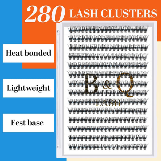 B&Q Lash Clusters 30D-D-9-16MIX 280 Clusters Manga Lashes False Eyelash Lash Extensions Individual Lashes Cluster DIY Eyelash Extensions at Home (30D-D,9-16MIX)
