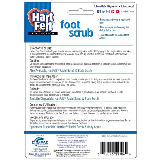 HartFelt Foot Exfoliating Sponge | Chemical-Free Foot Scrubbers for Smooth & Soft Feet | Gentle Sponge Pad for Callus Removal, Dead Skin & Cleansing | Made in USA - 1 Count