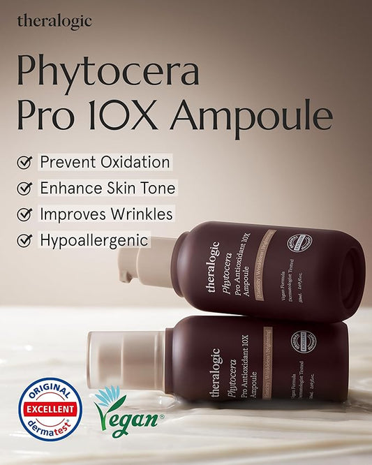 Phytocera Pro Antioxidant 10X Ampoule - Ceramide Lifting Elasticity Age-Defying Face Serum with Collagen, Hyaluronic Acid, NMF - Vegan and Dermatologically Tested, 1.69 fl.oz.