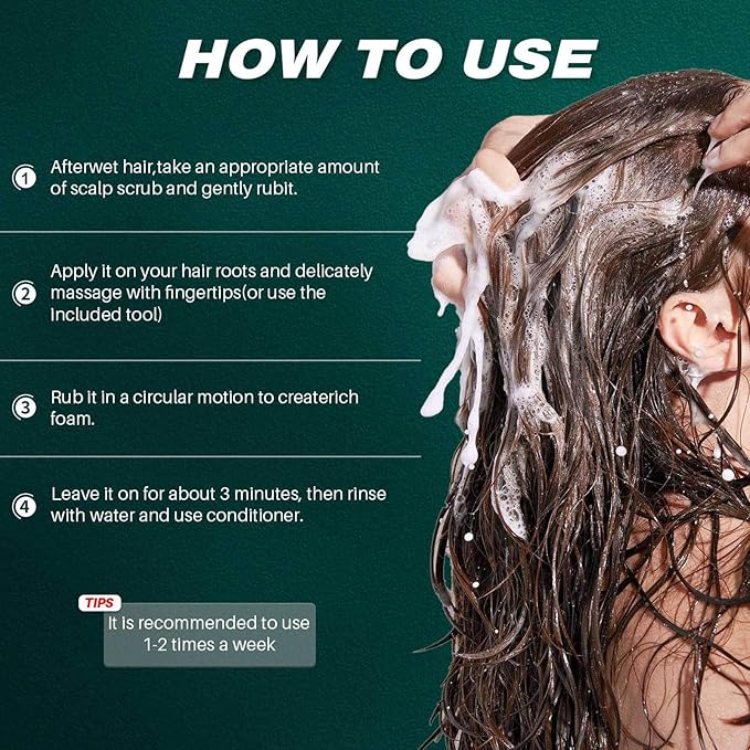 Scalp Scrub, Rosemary Mint Scalp Exfoliator Scrub with a Silicone Scalp Massager, Clarify and Remove Build Up, Deep Cleansing, Scalp Soothing, Reduce Oily Hair, Promotes Hair Growth