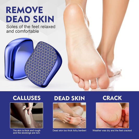 Foot File, Nano Glass Callus Remover, Portable Professional Foot Beauty Care Tool, can be Used for Wet/Dry Cracked feet, Painless Foot File for Dead Skin, Foot calluses, and Foot cuticles - Blue