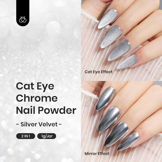 beetles Chrome Nail Powder Metallic with Top Coat Set- Silver Mirror Effect Galaxy Glitter Gel Polish, 1g/Jar with 7.5ml No Wipe UV Gel Top Coat for DIY Nails Art Salon Manicure Design Decoration