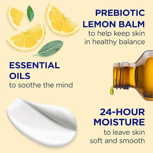 Dr Teal's Body Lotion, Lemon Prebiotic Lemon Balm & Essential Oils, 18 oz (Pack of 3)