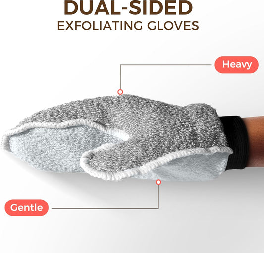 ZOMCHI 2 Pack Deep Exfoliating Glove with Dual Texture, Massage Body Scrub Gloves for Home Spa, Exfoliating Mitt for Dead Skin Removal (Deep + Gentle)