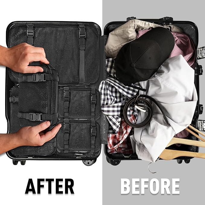 4 Set Tactical Packing Cubes ,Compressible Mesh Duffle Storage Bag,Portable Edc Molle Pouch Organizer.