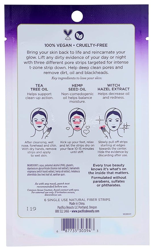 Pacifica - Blackhead Remover Pore Strips - Cosmic Vanish - for Nose, Chin & Forehead - Deep Cleansing Nose Strips w/Instant Pore Unclogging - Oil-Free, Non-Comedogenic Use Vegan Dermatologist Tested