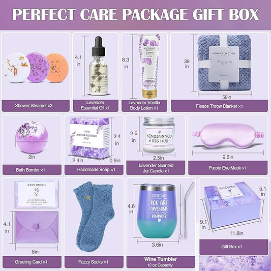 Spa Gift Baskets for Women - Spring Bath and Body Works Set, Relaxing Sympathy Box for Mom, Sister, Wife, Lover