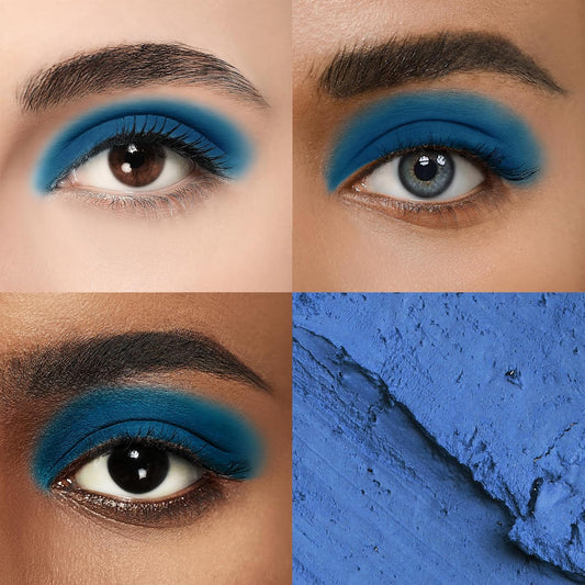 Cream Waterproof Hypoallergenic Eyeshadow Stick, long wear Metallic Glitter Matte Eye Shadow Pencil With Makeup Brush, Eye Brightener, 61 Sapphire Matte