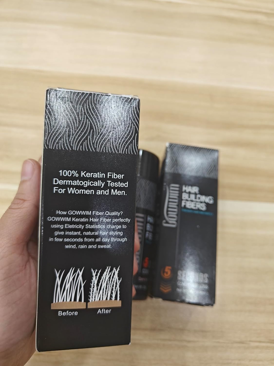 Gowwim Hair Fibers for Thinning Hair Building Fibers Instantly Cover Sparse Areas-Bald Spots Cover Up (black4, 0.88 Ounce (Pack of 1))