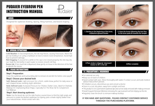 2 Pack Microblading Eyebrow Pen and Brow Tint for Women with Angled Brush & Dip to Effortlessly Create Natural Hair Like Brows, Waterproof Fast Eye Brow Makeup Pencil, Last All Day (Truffle)