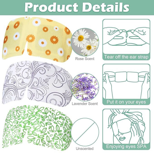 48 Packs Steam Eye Mask Disposable Self Heating Eye Mask for Dry Eyes Spa Warm Sleep for Home Office Travel Eyestrain Relieve