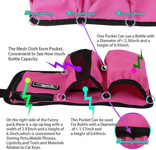 Massage Bottle Bag Massage Therapist Holster Massage Lotion Holster Massage Oil Holster(YR-3KD-Rose Red)