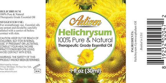 Artizen - 30ml Helichrysum Essential Oil - 100% Pure and Natural Helichrysum Oil for Hair Care, Home Diffusers, Skin, Aromatherapy, Massage and Humidifiers - 1 Fluid Ounce