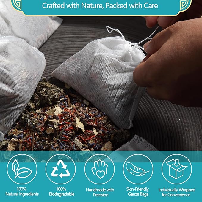 Foot Soaking Salts with Herbs, Epsom Salt, Lavender, and Mugwort, Foot Bath Spa for Soothing Relaxation, Detox, Pain Relief, and Softening Dry, Cracked Feet, Relax & Warm Pedicure, 10 Sachets