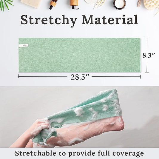 myHomeBody Exfoliating Washcloths for Showering, Loofah Body Scrubber Exfoliator, Back Shower Towel, Bath Washer for Exfoliation, Light Green, Set of 2