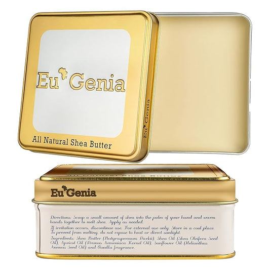 Eu'Genia Extra Strength Shea Butter Gift Set – Tins with Bag Gift Note & Tissue Paper – Intensive Moisturizing & Nourishing Shea Butter (2 Pack, Unscented & Lavender)