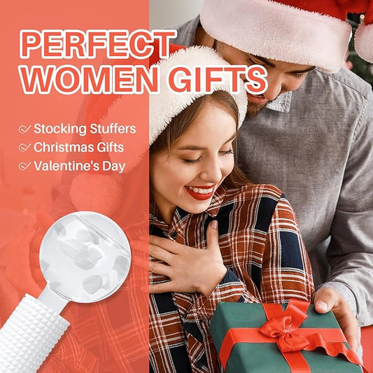 Ice Globes & Ice Roller for Face and Eyes - Facial Massage Tools for Skin Care, Reduce Wrinkles & Puffiness, Cooling Globes & Roller Ball for Glowing Skin (White/2PCS)