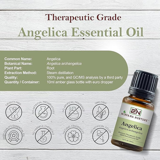 Angelica Essential Oil 100% Pure Premium Therapeutic Grade, Undiluted - Aromatherapy Diffuser for Calm and Relaxation, Skin Care, Hair Care