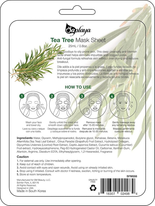 Face Masks 6 Pack Scented Facemask Sheets Skin Care Mask Single Scent K-Beauty Natural Formula