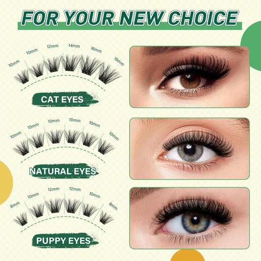 DIY Lash Extension Kit KEYYOU 144pcs Lash Clusters Eyelash Extension Kit with Mascara Brush Bond and Seal Lash Remover Lash Applicators Lash Brush for DIY Lash Extensions (Y22 Kit)