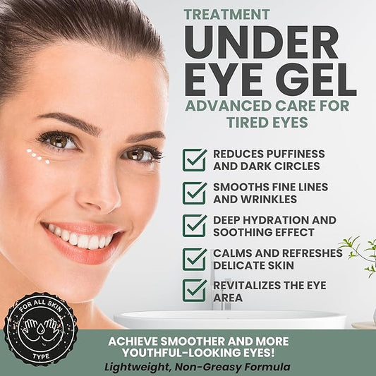 Under Eye Gel Cream – Reduces Dark Circles & Puffiness, Repairs & Moisturizes, Hydrating and Refreshing Formula for Under Eyes Skin, 1.7 oz