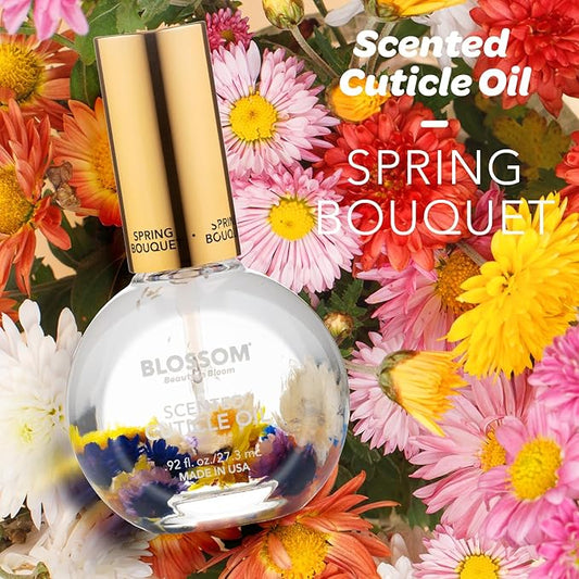 Blossom Cuticle Oil for Nails, Hydrating, Moisturizing, Scented Nail Oil Cuticle Care, Infused with Real Flowers, Made in USA, 0.92 fl. oz, Spring Bouquet