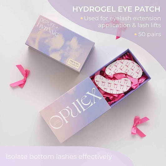 50 Pairs Under Eye Gel Pads for Lash Extensions, Lash Lifts, Aloe Vera Hydrogel Eye Patch (bow)
