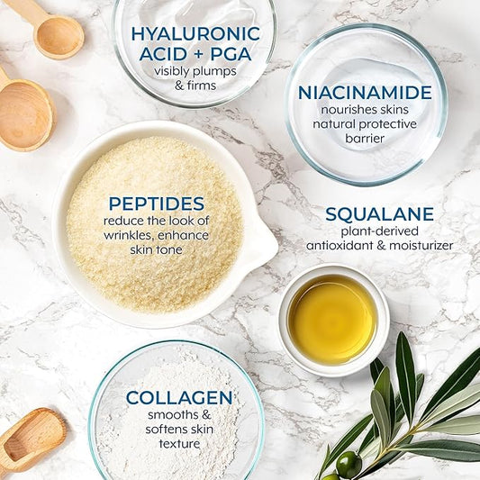 Plexaderm 30 mL Night Time Collagen Serum for Firmer, Fuller, more Youthful Looking Skin, Anti-Aging Collagen & Peptide Serum, Best Collagen Serum for Women & Men, Paraben-Free, Developed in the USA