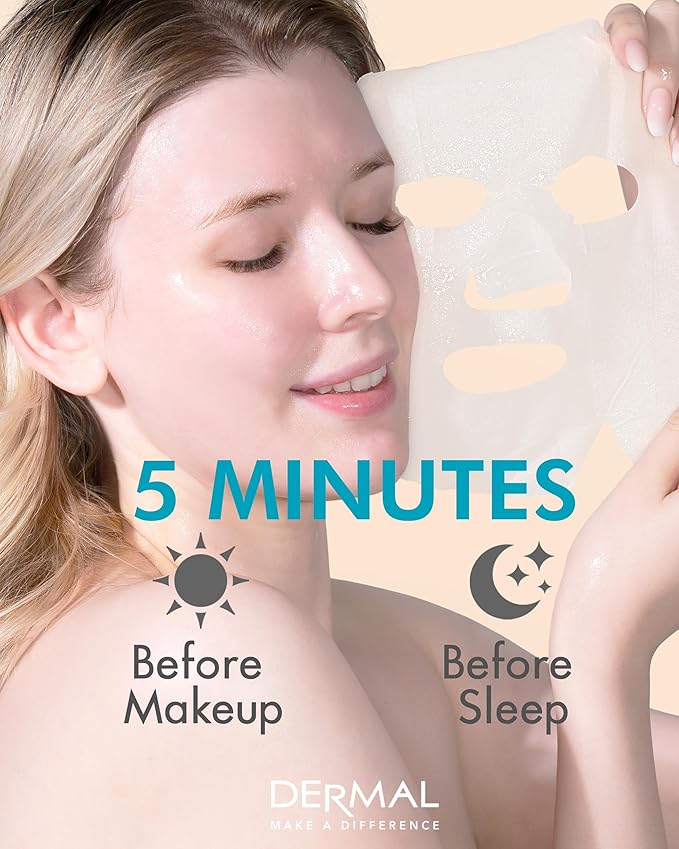 DERMAL Seaweed Collagen Essence Full Face Facial Mask Sheet 23g, single pack