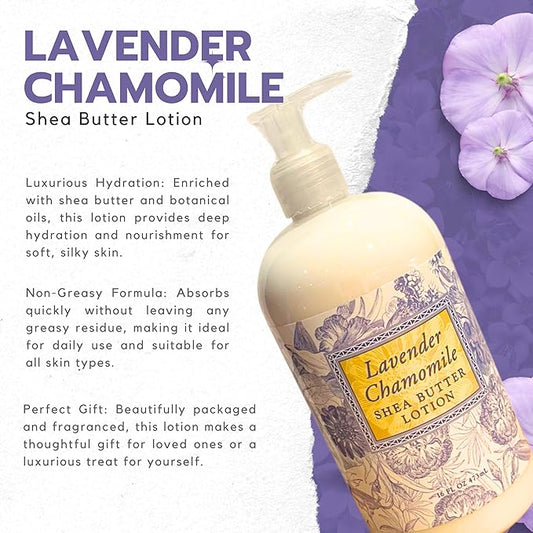 Greenwich Bay Trading Company Lavender Chamomile Lotion - Luxurious Moisturizing Lotion with Soothing Lavender and Chamomile, 16 oz.