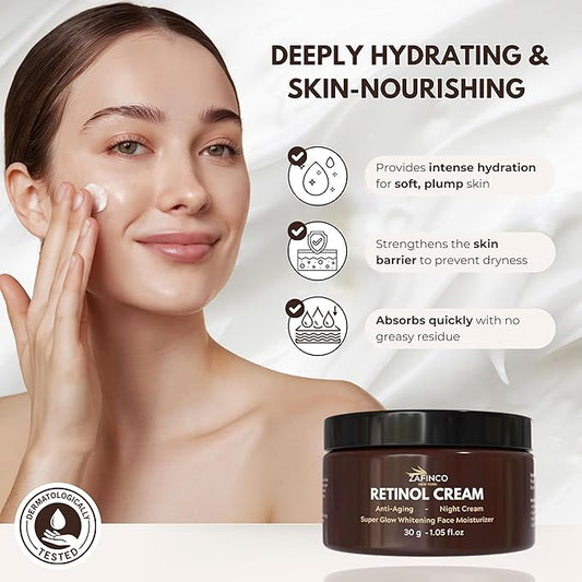 Retinol Face Moisturizer cream for EVERGREEN women with Niacinamide 20%, Anti Wrinkle & Anti aging Face Cream for Night, Clinically Tested for USA-1.05 Fl.oz