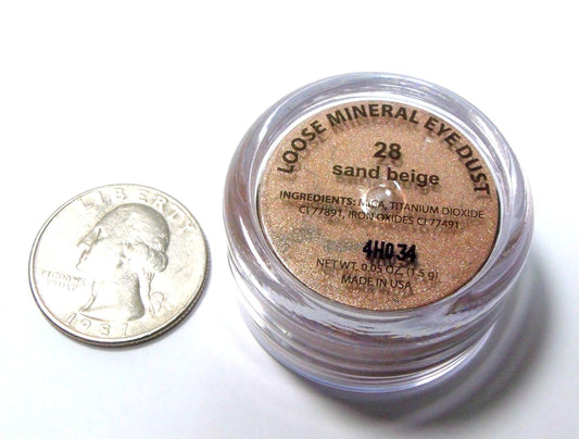 Sand Beige Nude Naked Gold Goddess Glam Shimmer Loose Eyeshadow Powder Pigment, Single Glitter Mineral Dust Jar Pot; Talc, Paraben & Cruelty Free, No Animal Testing
