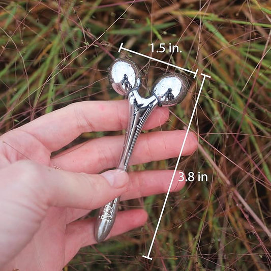 Mwein 3D Face Massage Roller – Mini Lightweight Travel-Sized Y-Shaped Stainless Steel – Jade Roller, Ice Roller, Cellulite Roller – Face Sculpting Tool (Silver)