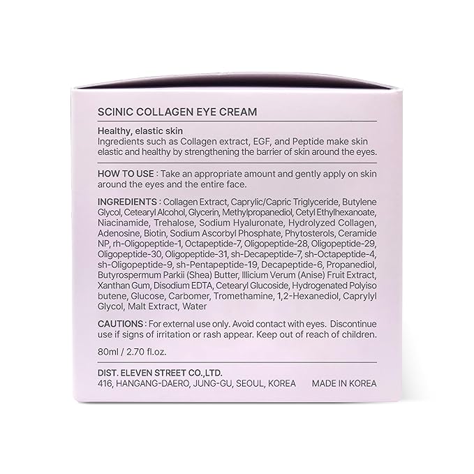 SCINIC Collagen Eye Cream 2.7 fl oz (80ml) | Contains70% Marine Collagen Extract | Peptide Strengthens Skin Elasticity | Dense Elasticity Care With One Eye Cream | Korean Skincare